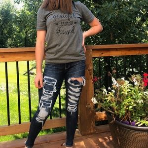 AE Super Stretch X Ripped Dark Wash Skinny Jeans